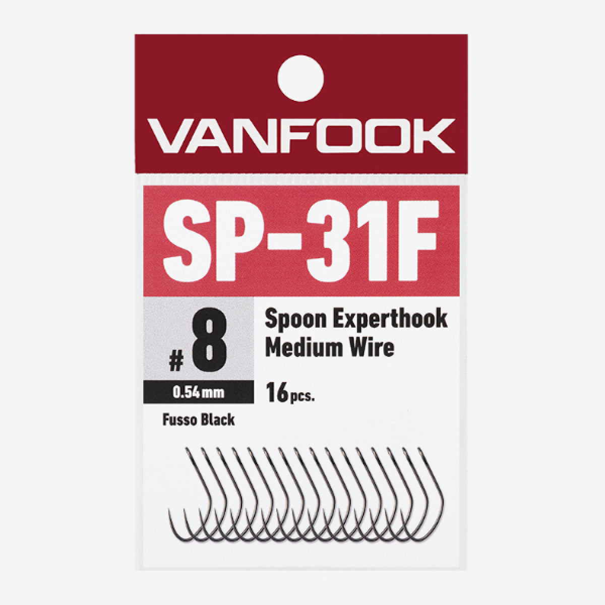 VANFOOK SP-31F SPOON EXPERTHOOK MEDIUM WIRE #7 (16 pcs/pack) FLUORINE BLACK