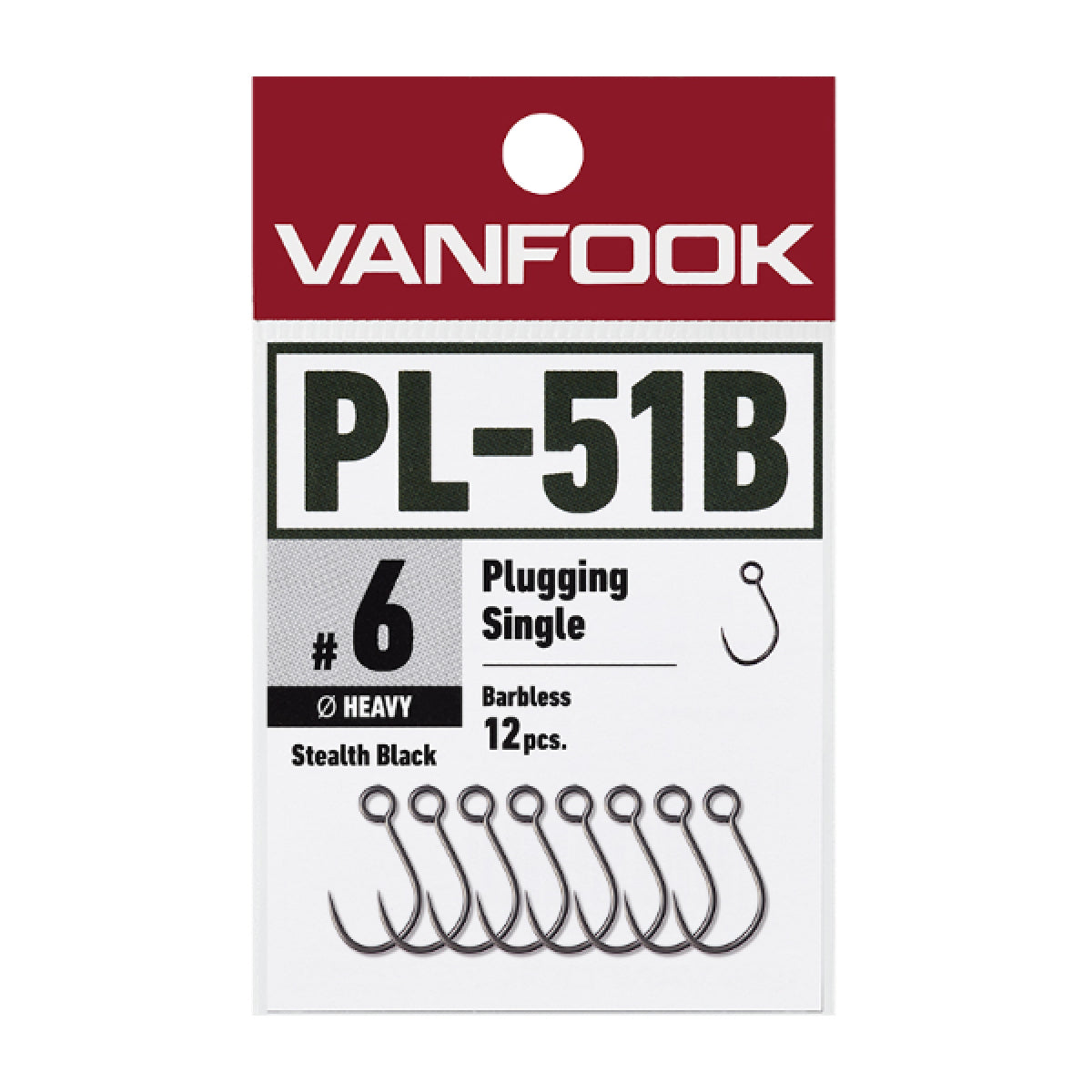 VANFOOK PL-51B PLUGGING S HEAVY BARBLESS #7 (12 pcs/pack) STEALTH BLACK