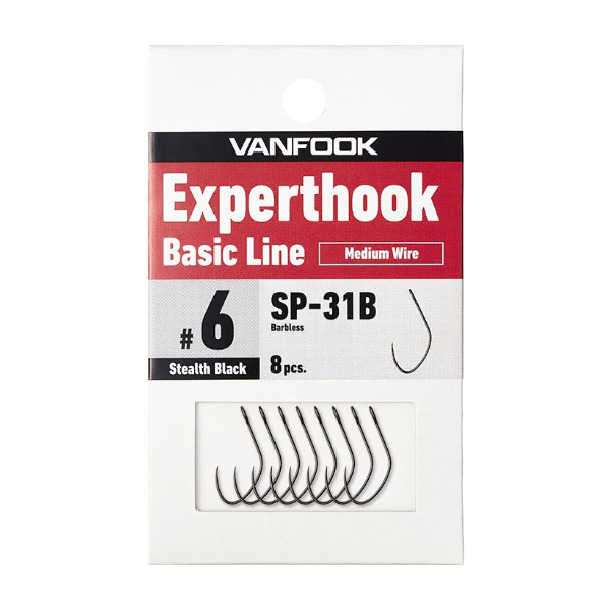 VANFOOK SP-31B EXPERTHOOK B LINE MEDIUM WIRE #8/6 (4+4 pcs/pack) BLACK