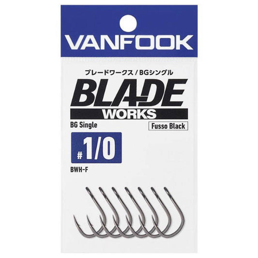 VANFOOK BWH-F BLADE WORKS BG SINGLE #1/0 (7 pcs/pack) FLUORINE BLACK - Britannic Trade