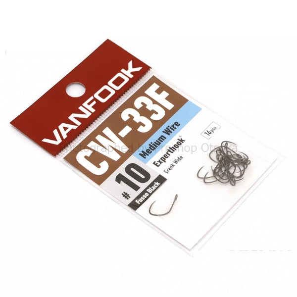 VANFOOK Experthook Crank Wide #10 (16 pcs/pack) Fluoro Black