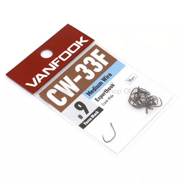 VANFOOK Experthook Crank Wide #9 (16 pcs/pack) Fluoro Black