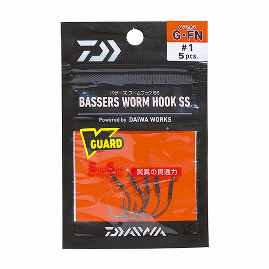 DAIWA BASSERS WORM HOOK SS WKY #2/0 (6 pcs/pack) fishing terminal tackle — photo 2