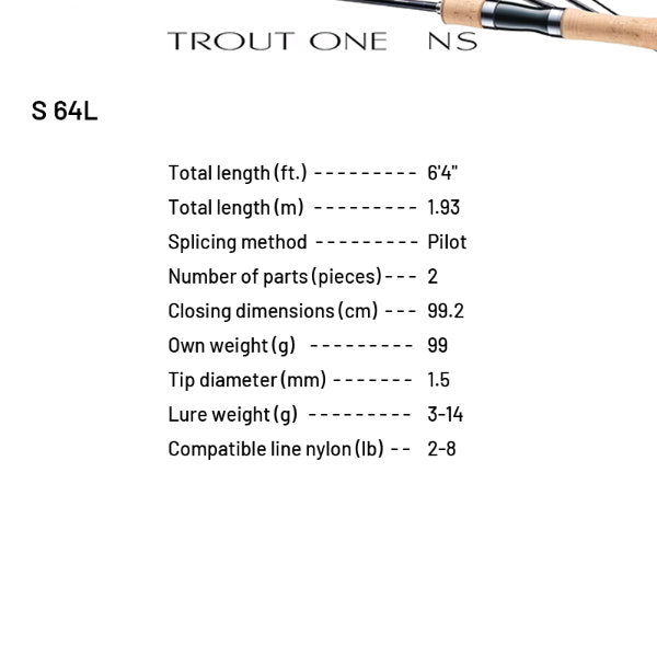 SHIMANO 24 TROUT ONE NS S 64L (2 pieces, Spinning)