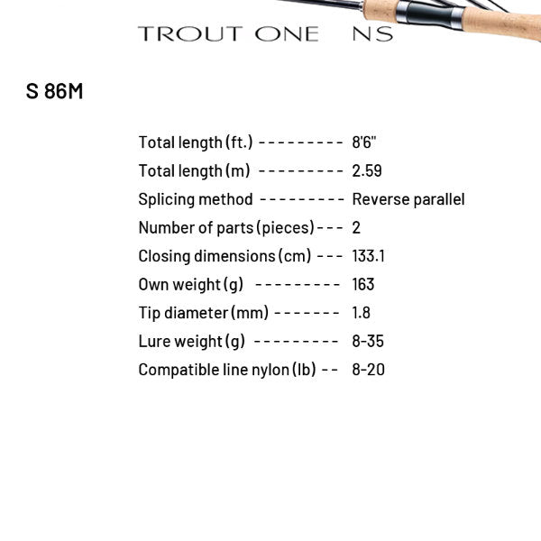 SHIMANO 24 TROUT ONE NS S 86M (2 pieces, Spinning)