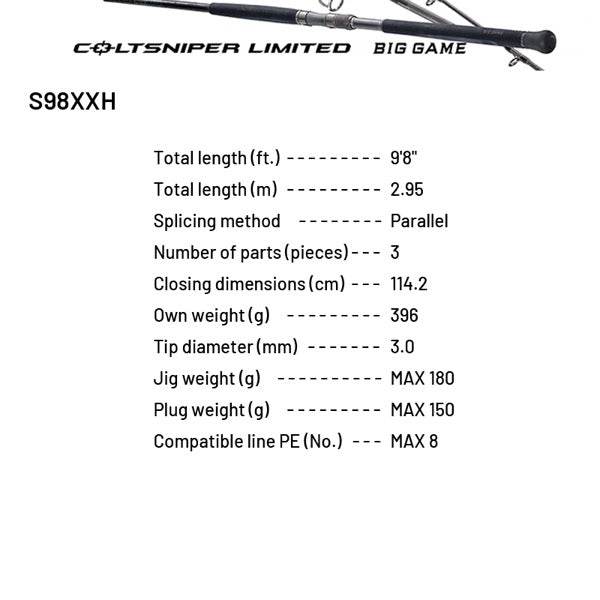 SHIMANO 24 COLTSNIPER LIMITED BIG GAME S98XXH (3 pieces, Spinning) - Britannic Trade