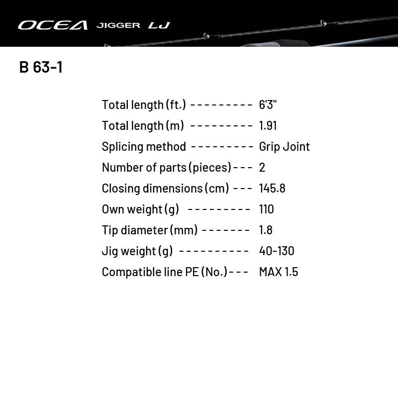 SHIMANO 24 OCEA JIGGER LJ B 63-1 (1 pce-Grip Joint, Casting) - Britannic Trade
