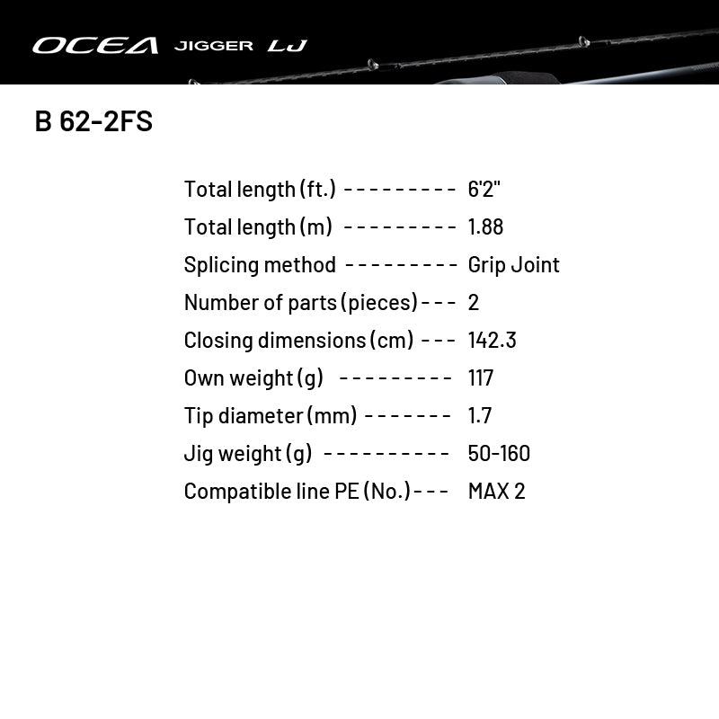 SHIMANO 24 OCEA JIGGER LJ B 62-2FS (1 pce-Grip Joint, Casting)