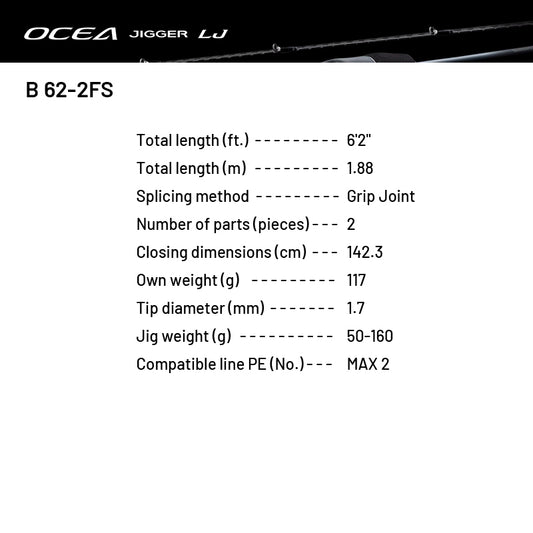 SHIMANO 24 OCEA JIGGER LJ B 62-2FS (1 pce-Grip Joint, Casting)