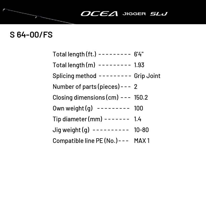 SHIMANO 24 OCEA JIGGER SLJ S 64-00/FS (1 pce-Grip Joint, Spinning) - Britannic Trade