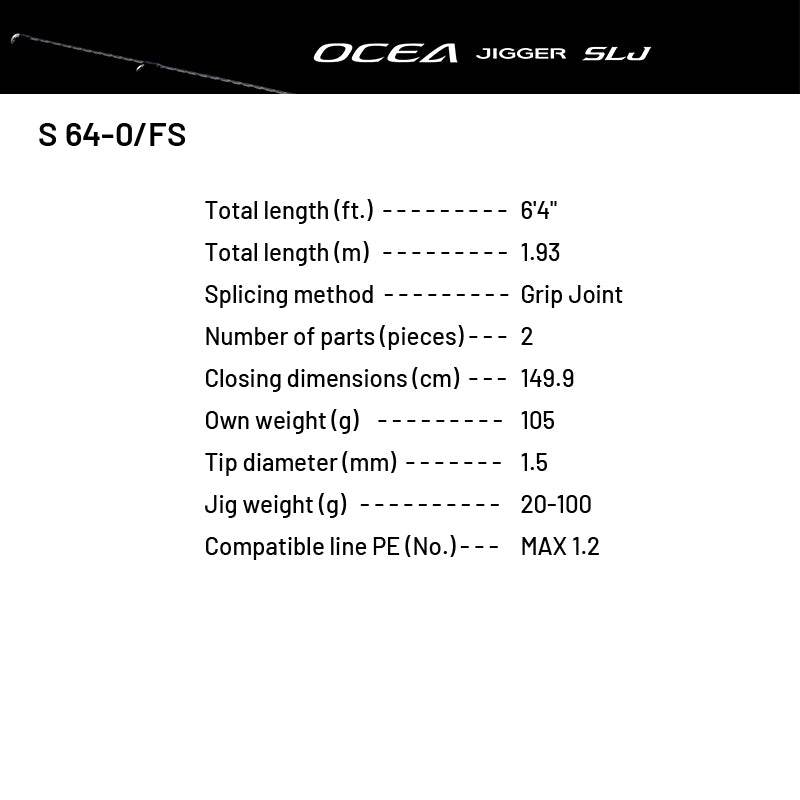 SHIMANO 24 OCEA JIGGER SLJ S 64-0/FS (1 pce-Grip Joint, Spinning) - Britannic Trade