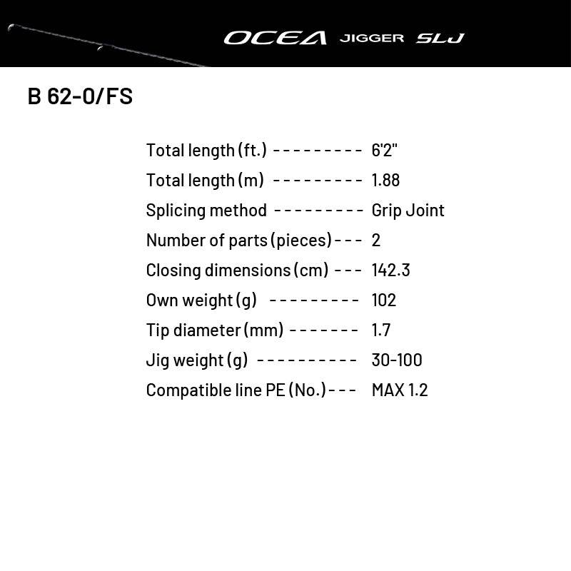 SHIMANO 24 OCEA JIGGER SLJ B 62-0/FS (1 pce-Grip Joint, Casting) - Britannic Trade