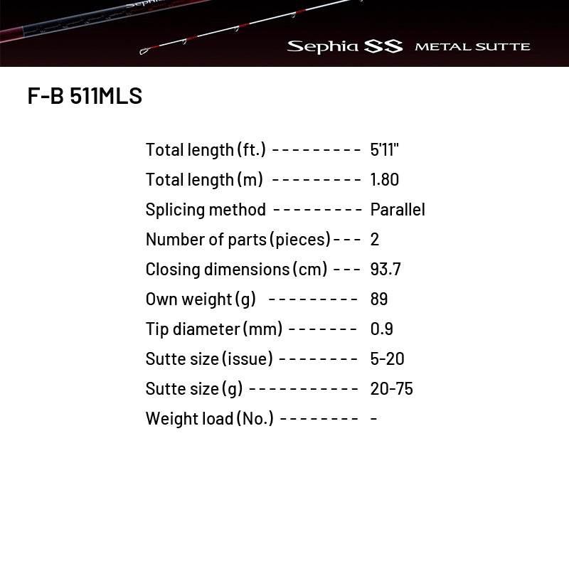 SHIMANO 24 Sephia SS METAL SUTTE F-B 511MLS (2 pieces, Casting) - Britannic Trade