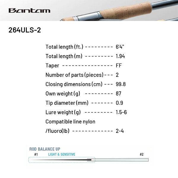SHIMANO 22 BANTAM 264ULS-2 (2 pieces, Spinning) - Britannic Trade