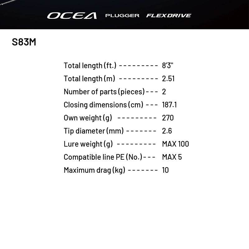 SHIMANO 22 OCEA PLUGGER FLEX DRIVE S83M (1 pce-Grip Joint, Spinning) - Britannic Trade