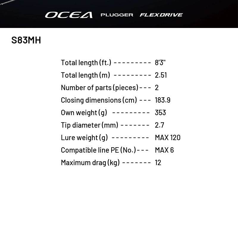 SHIMANO 22 OCEA PLUGGER FLEX DRIVE S83MH (1 pce-Grip Joint, Spinning) - Britannic Trade