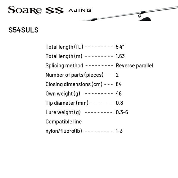 SHIMANO 22 Soare SS AJING S54SULS (2 pieces, Spinning)