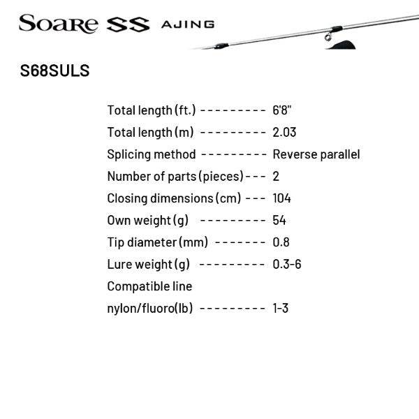 SHIMANO 22 Soare SS AJING S68SULS (2 pieces, Spinning) - Britannic Trade