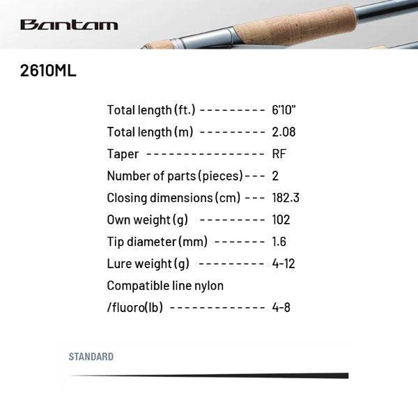 SHIMANO 22 BANTAM 2610ML (1 pce-Grip Joint, Spinning) - Britannic Trade