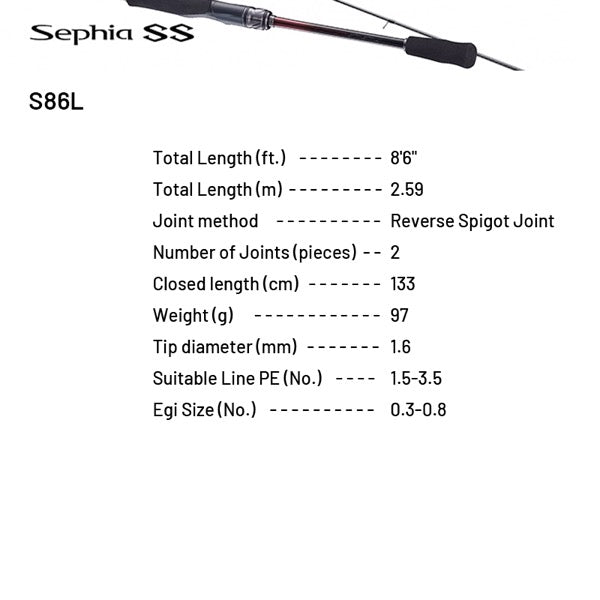 SHIMANO 23 Sephia SS S86L (2 pieces, Spinning) fishing rod