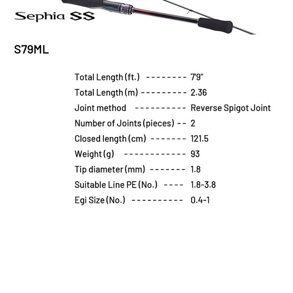 SHIMANO 23 Sephia SS S79ML (2 pieces, Spinning)