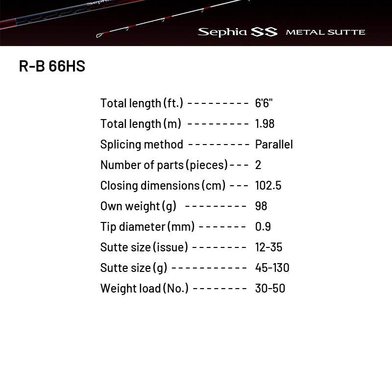 SHIMANO 24 Sephia SS METAL SUTTE R-B 66HS (2 pieces, Casting) - Britannic Trade