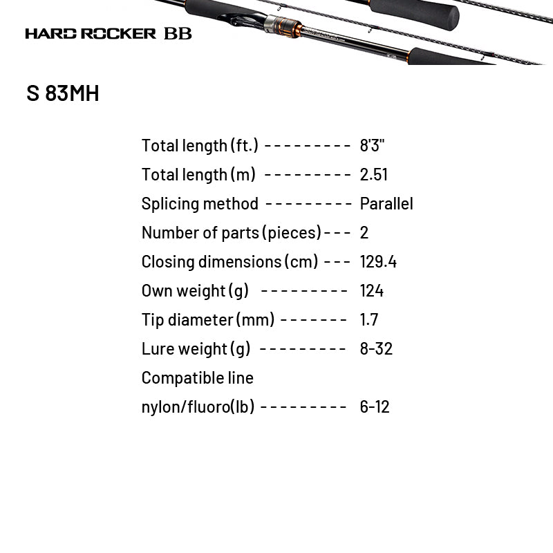 SHIMANO 24 HARD ROCKER BB S 83MH (2 pieces, Spinning)