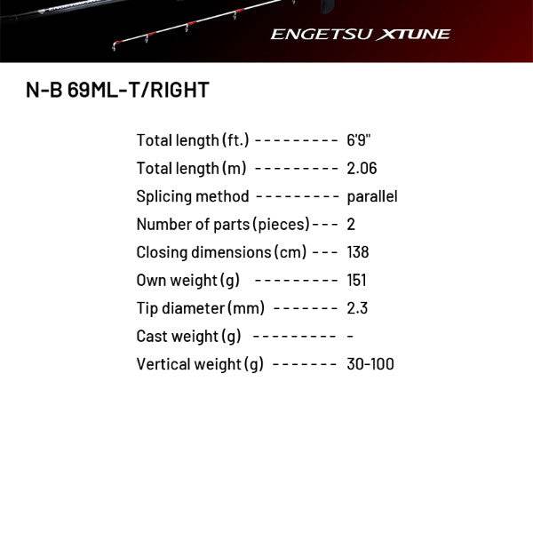 SHIMANO 24 ENGETSU XTUNE N-B 69ML-T/RIGHT (2 pieces, Casting) - Britannic Trade