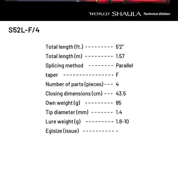 SHIMANO 24 WORLD SHAULA TECHNICAL EDITION S52L-F/4 (4 pieces, Spinning) - Britannic Trade