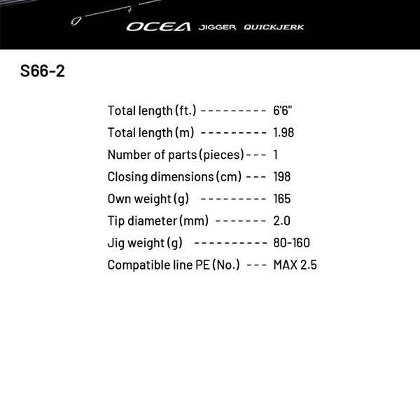 SHIMANO 24 OCEA JIGGER QUICKJERK S66-2 (1 piece, Spinning) - Britannic Trade