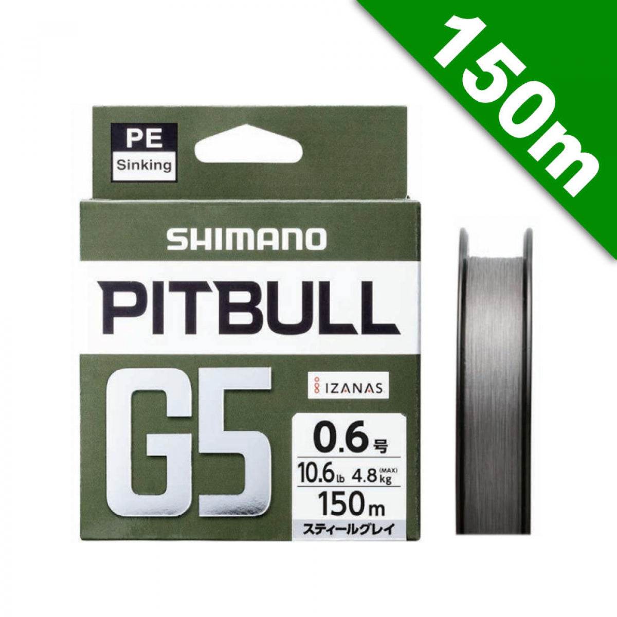 SHIMANO PITBULL G5 #0.8 (13.7 lb) - 150m STEEL GREY - Britannic Trade
