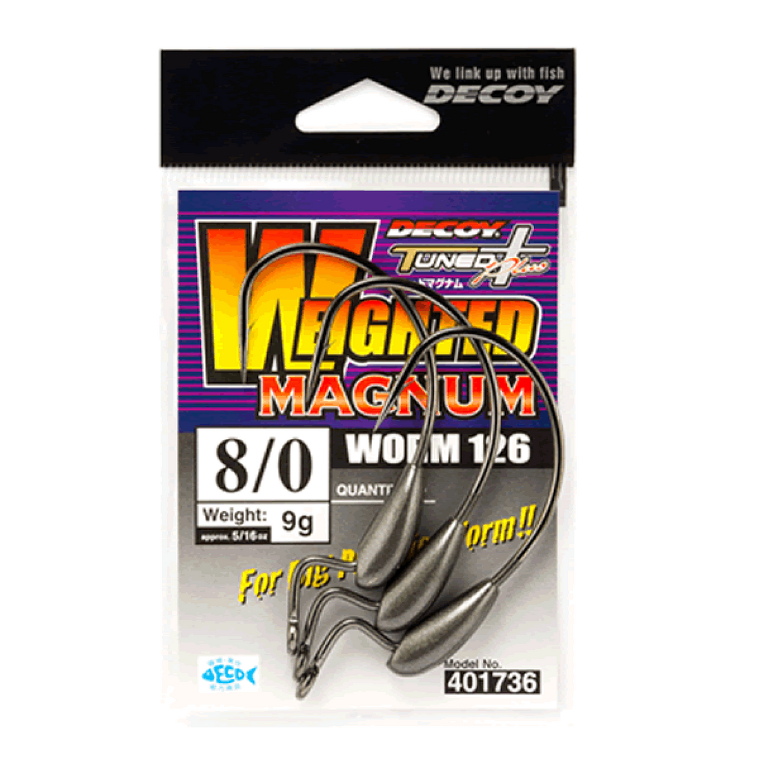 DECOY WEIGHTED MAGNUM #10/0 Worm126 (2 pcs/pack) NS BLACK fishing terminal tackle