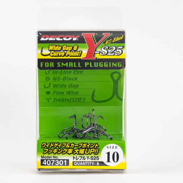 DECOY TREBLE Y-S25 #8 (8 pcs/pack) NS BLACK fishing terminal tackle