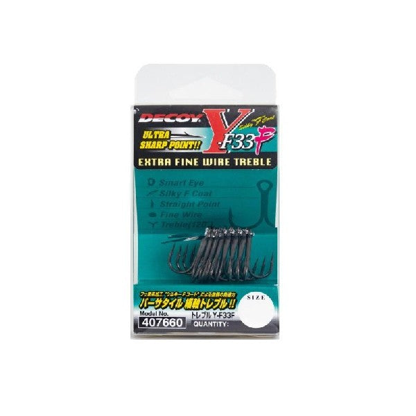 DECOY TREBLE Y-F33F #6 (8 pcs/pack) SILKY BLACK fishing terminal tackle
