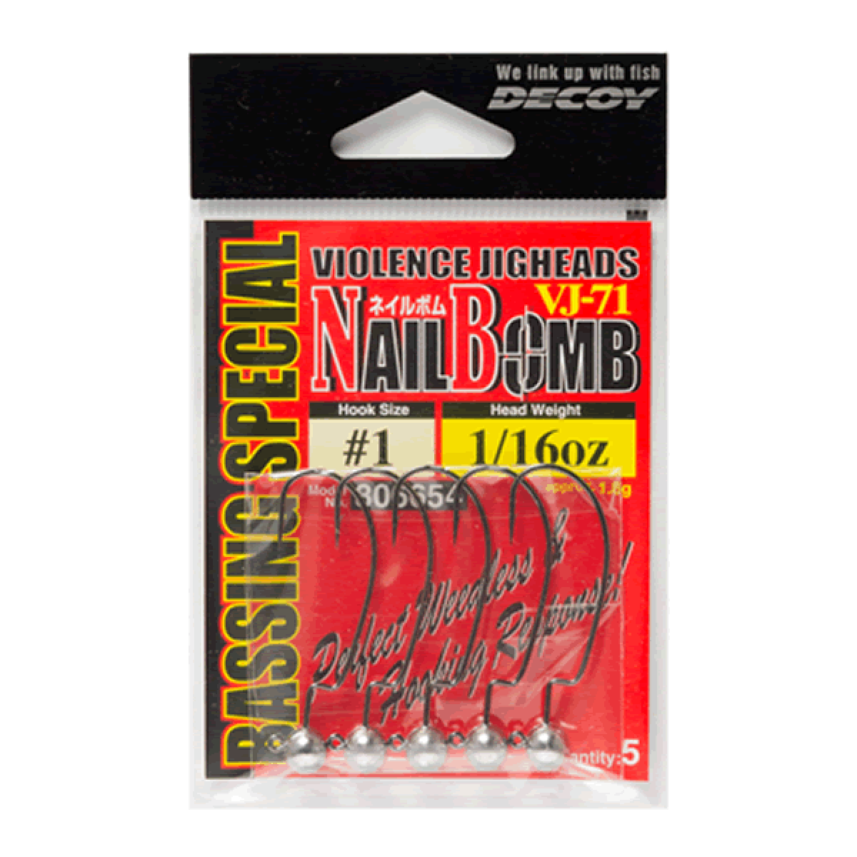 DECOY NAIL BOMB #1/0 - 1.8g VJ-71 (5 pcs/pack) NS BLACK