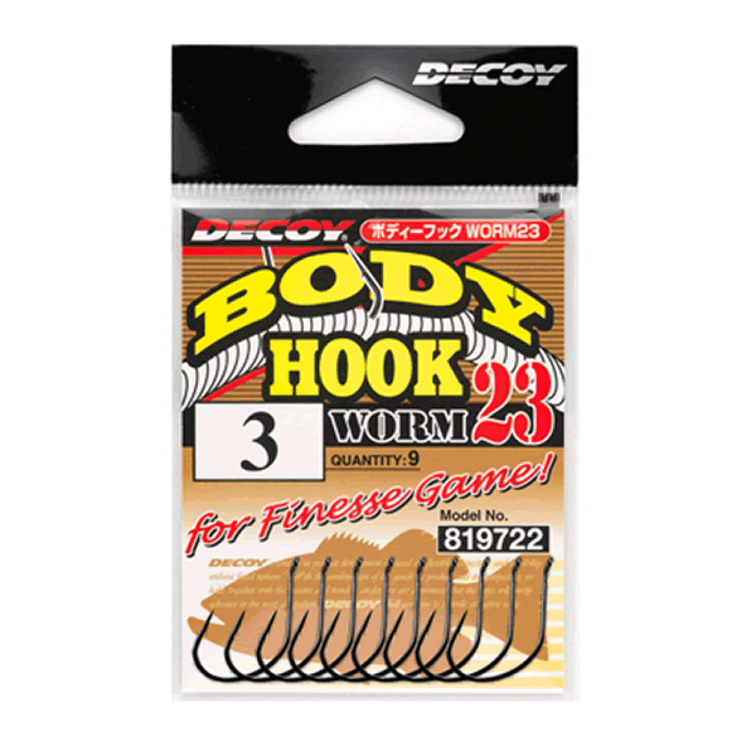DECOY BODY HOOK #3 Worm23 (9 pcs/pack) NS BLACK fishing terminal tackle