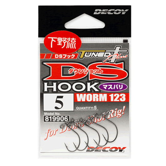 DECOY DS HOOK MASUBARI #6 Worm123 (5 pcs/pack) NS BLACK - Britannic Trade