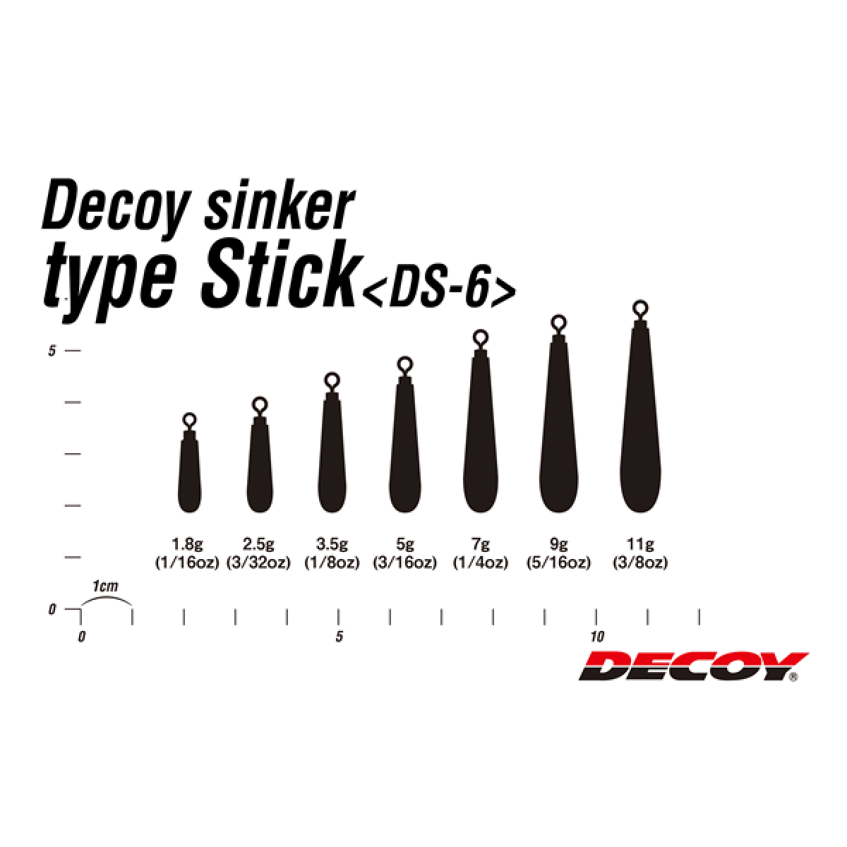 DECOY DECOY SINKER TYPE STICK 11g DS-6 (3 pcs/pack) GUN BLACK
