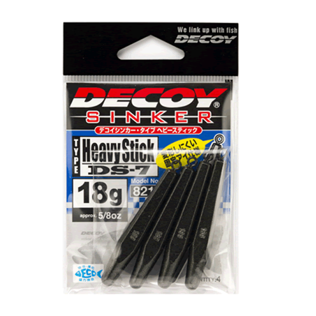 DECOY DECOY SINKER TYPE HEAVY STICK 18g DS-7 (4 pcs/pack) GUN BLACK fishing terminal tackle