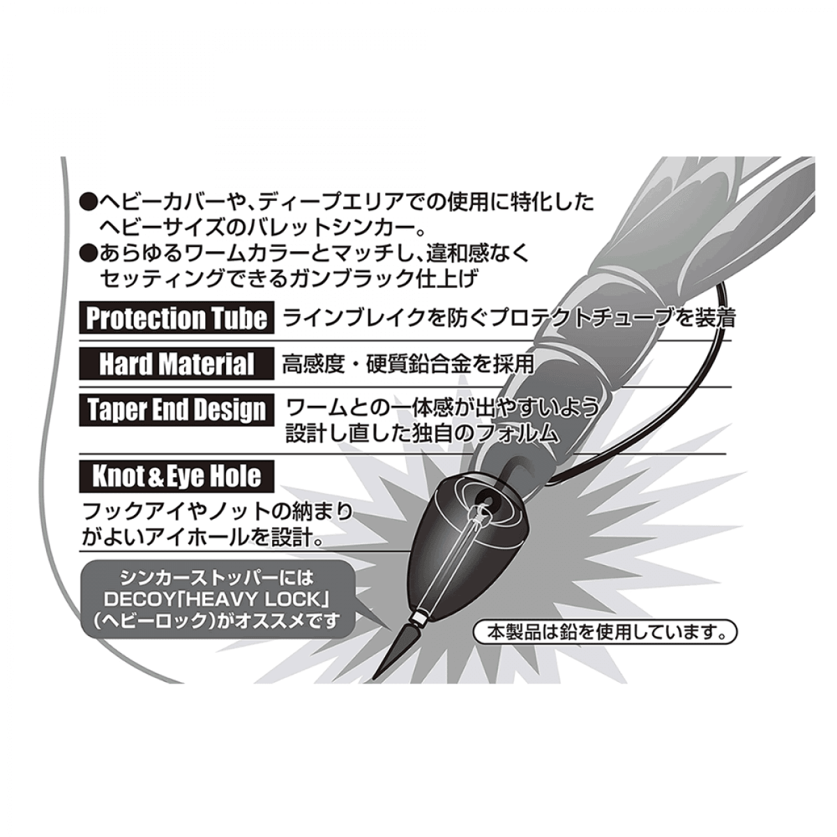 DECOY DECOY SINKER TYPE HEAVY BULLET 28g DS-5H (2 pcs/pack) GUN BLACK - Britannic Trade