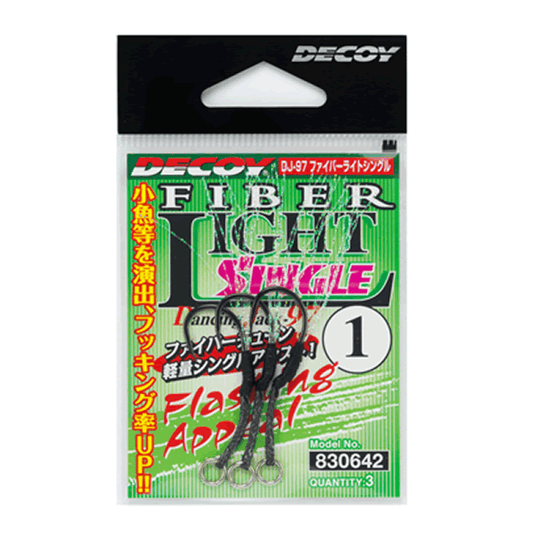 DECOY FIBER LIGHT SINGLE #1/0 DJ-97 (3 pcs/pack) NS BLACK - Britannic Trade