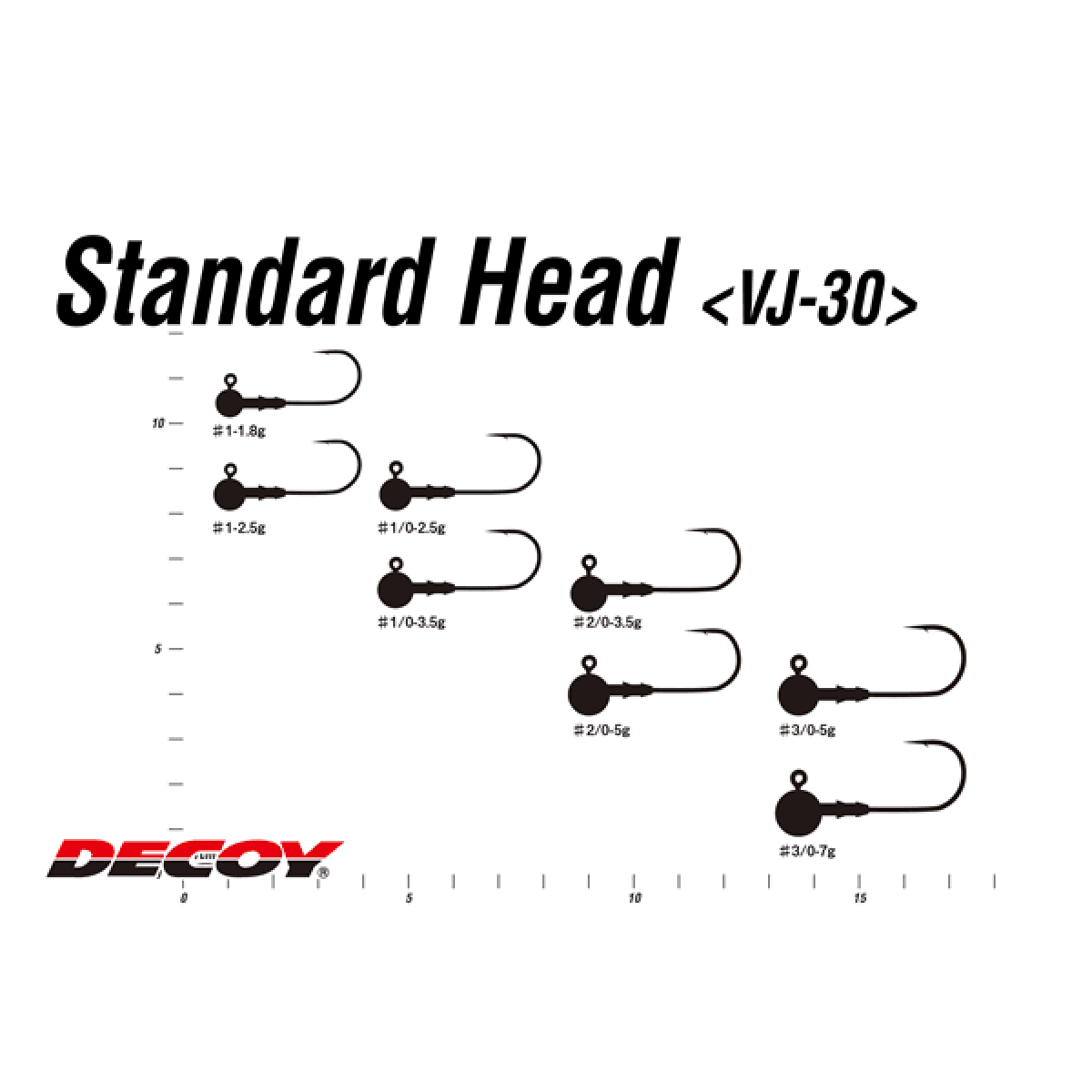 DECOY STANDARD HEAD #3/0 - 5g VJ-30 (3 pcs/pack) NS BLACK - Britannic Trade