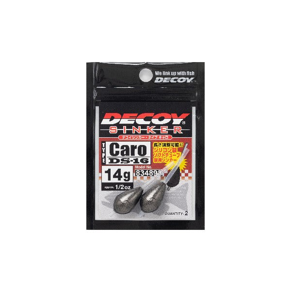 DECOY DECOY SINKER TYPE CARO 28g DS-16H(2 pcs/pack) GUN BLACK fishing terminal tackle