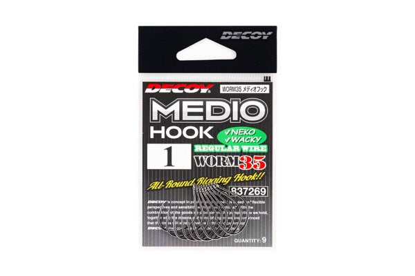 DECOY Worm35 MEDIO HOOK #2/0 (10 pcs/pack) NS BLACK