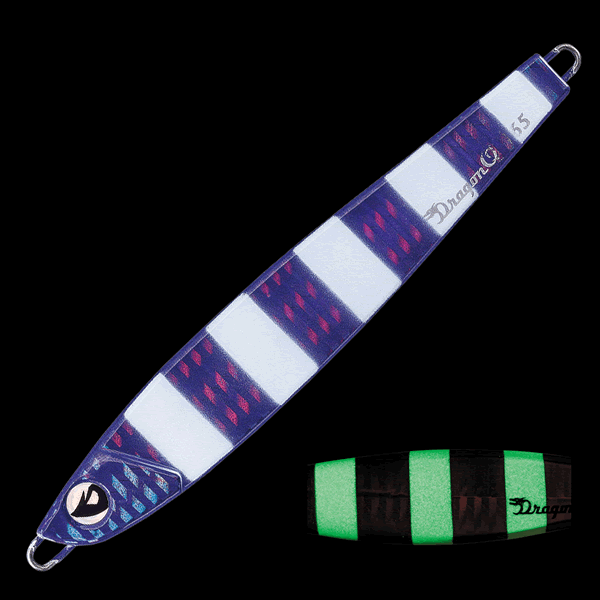 Valleyhill DRAGON Q METAL FLAT 90g 105mm : 90g #8 PURPLE / ZEBRA GLOW saltwater fishing lure