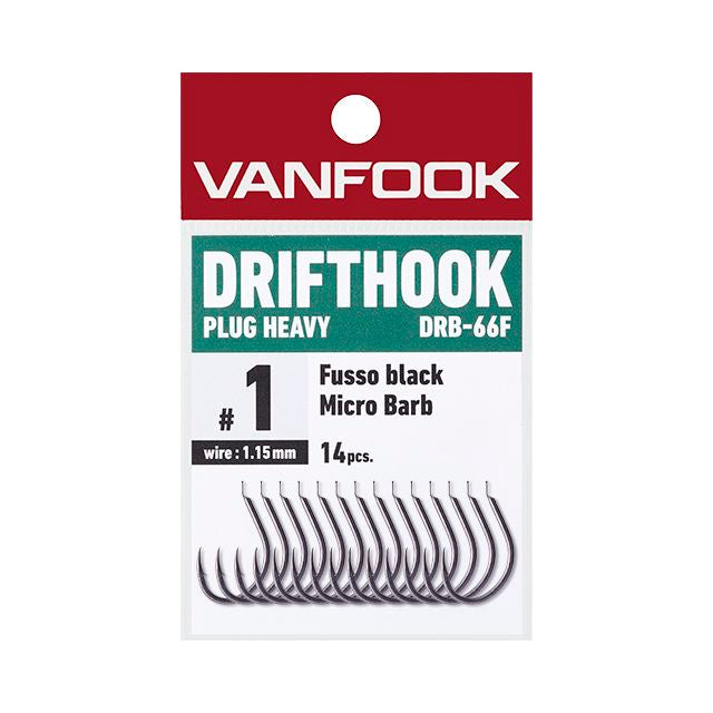 VANFOOK DRB-66F DRIFTHOOK PLUG HEAVY #1/0 (12 pcs/pack) FUSSO BLACK