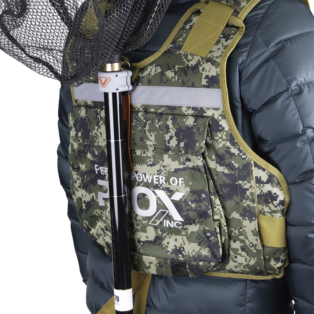 PROX Tamo Holder Light Plus in use on a fishing vest