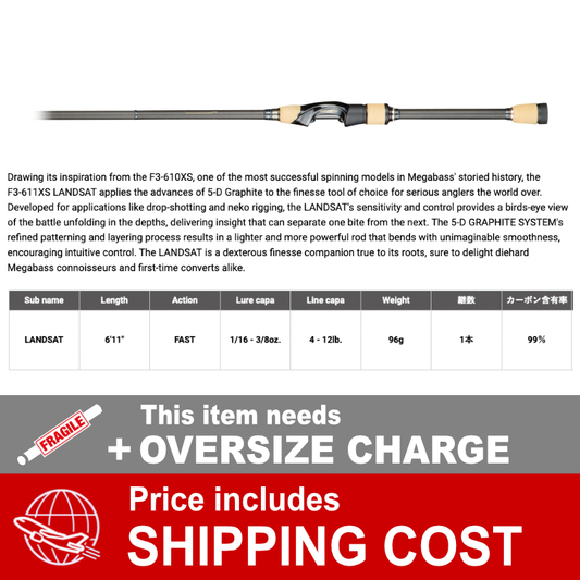 Megabass DESTROYER F3-611XS (1 piece Spinning) LANDSAT