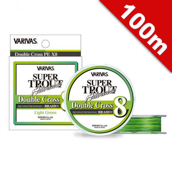 VARIVAS SUPER TROUT ADVANCE DOUBLE CROSS PE X8 #0.6 (9.6 lb) - 100m PE LIGHT GREEN fishing line