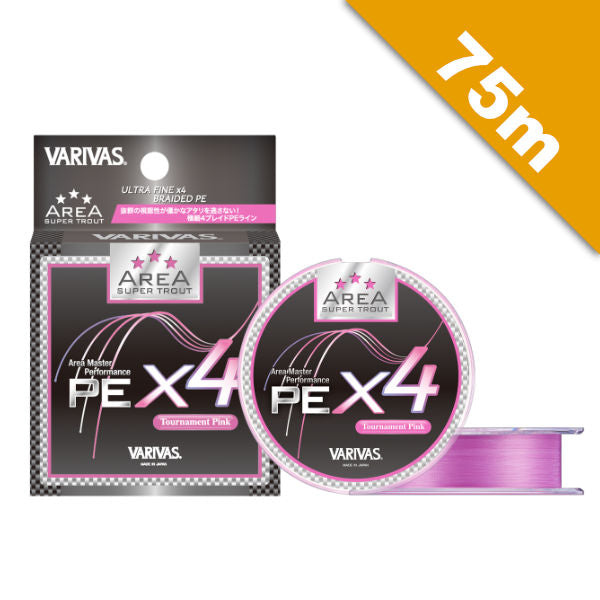 VARIVAS SUPER TROUT AREA PE X4 #0.175 (5.5 lb) - 75m PE Tournament Pink fishing line